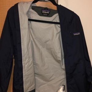 Patagonia navy blue rain jacket
